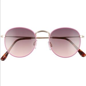 NORDSTROM NEON PINK RIMMED ROUND SUNGLASSES PURPLE LENSES  Sale ⭐️⭐️⭐️⭐️⭐️
